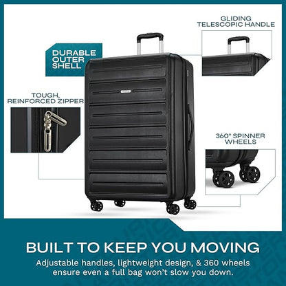 American Tourister Westridge Hardshell Luggage Set - 2 Piece Set - 20/28" Carry-On & Large Checked Luggage Set with Spinner Wheels - Expandable Hard Suitcases for Travel - Hard ABS Shell - Black