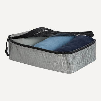 Amazon Essentials 4-Piece Packing Cubes Travel Accessories Set, Luggage Organizer with Double Zipper, Mesh Top, 100% Polyester, Small, Gray (Previously Amazon Basics)