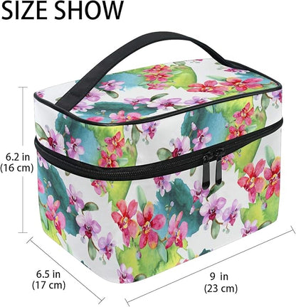 Makeup Bag, Hand Painted Orchid Travel Makeup Organizer Bag Cosmetic Cases Toiletry Bags for Girl Women Ladies