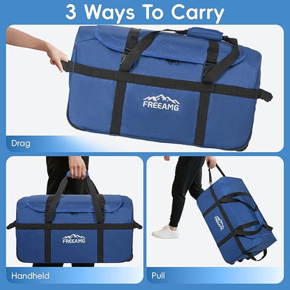 116L Foldable Rolling Duffel Bag with 3 Wheels And Handle, 30 inch Large Travel Duffle Bag for Travel, Camping, Outdoors