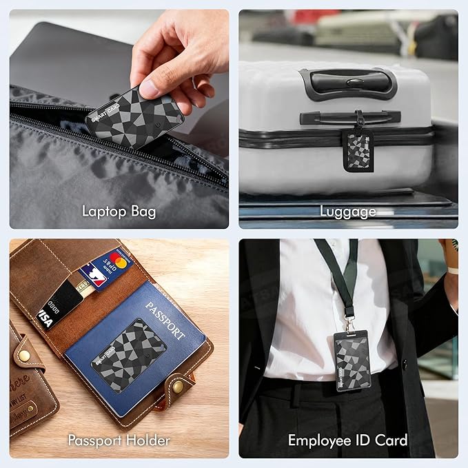 【for iOS&Android】 Airtag Wallet Tracker Card, Ultra-Thin Smart Card, Credit Card Size Bluetooth Tracker for Wallet Passport, Works with Apple Find My & Google Find Hub, Wireless Charging, Loud Alarm