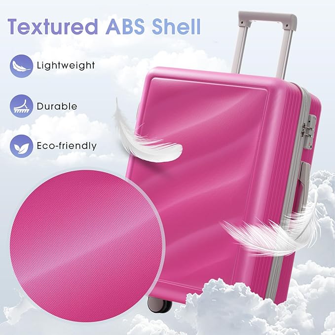 Merax Luggage Set 3 Piece, Lightweight Durable ABS Suitcases with Spinner Wheels and TSA Lock, Carry-on & Checked Travel Luggage
