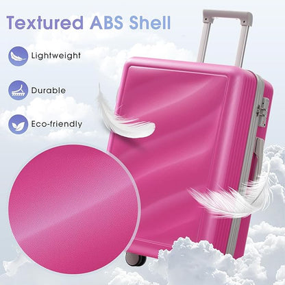 Merax Luggage Set 3 Piece, Lightweight Durable ABS Suitcases with Spinner Wheels and TSA Lock, Carry-on & Checked Travel Luggage