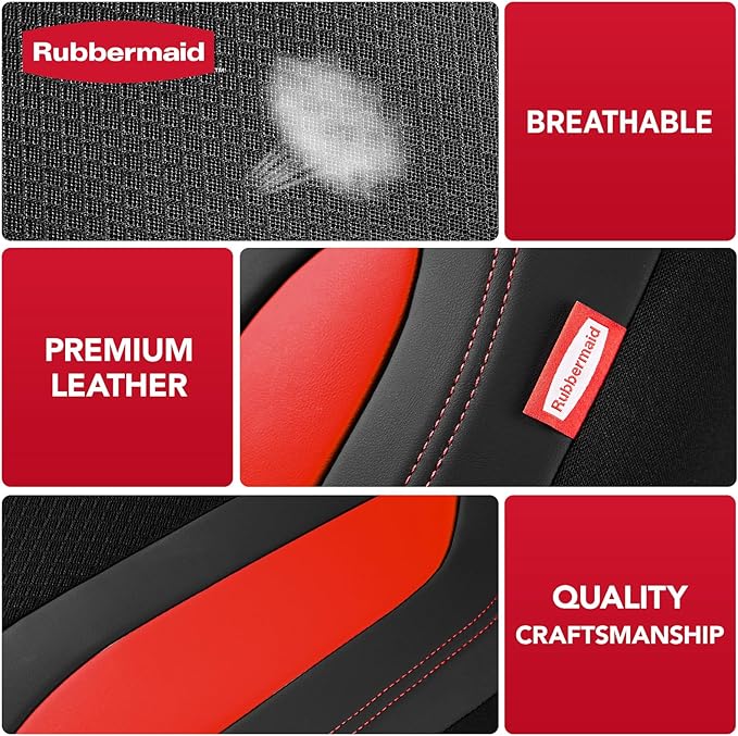 Rubbermaid Leather Mesh Car Seat Covers, Breathable Air Mesh Front Seat Cover, Universal Fit Slip-on Design, Airbag Compatible, Automotive Seat Protector for Most Cars, SUVs, Trucks, Vans-Red