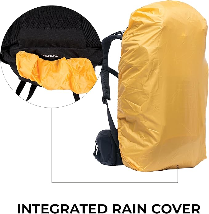 Teton 55L Scout Internal Frame Backpack for Hiking, Camping, Backpacking, Travel, Rain Cover Included, Huckleberry