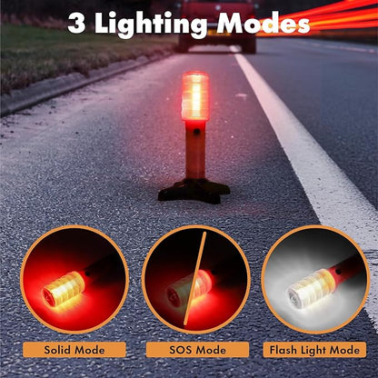 Twinkle Star Emergency Roadside Flares Kit LED Safety Strobe Road Warning Light Highway Beacon Alert Flare with Magnetic Base, Detachable Stand, Solid Storage Case (Set of 2) New