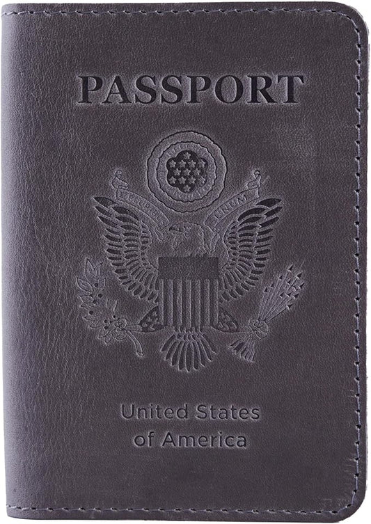 INCARNE US Leather Passport Holder for Travel - Passport Case - Passport Wallet for Men - Passport Cover for Women Sleeve Protector - Travel Essentials Vacation Luggage Travel Gifts - Vintage Gray