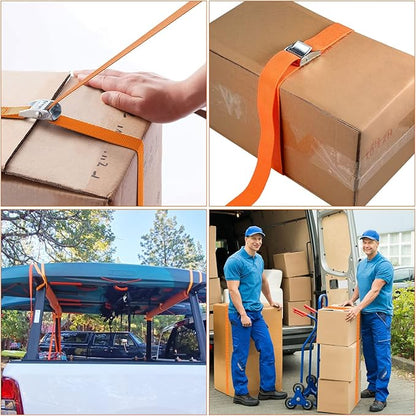 10-Pack Lashing Straps, 16ft x 1" Tie Down Straps with Kayak Cam Buckles - Heavy Duty, Secure up to 600 lbs for Kayak, Cargo, Luggage, Canoe, Bicycles, Motorcycles, Trucks (Orange)