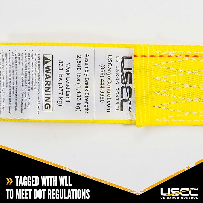 US Cargo Control E-Track Cam Buckle Straps (10-Pack), 2 Inch x 12 Foot E Track Straps with Cam Buckle and Spring E-Fittings, 2,500 LBS Break Strength, Easy-to-Use Tiedowns in Vans and Trailers