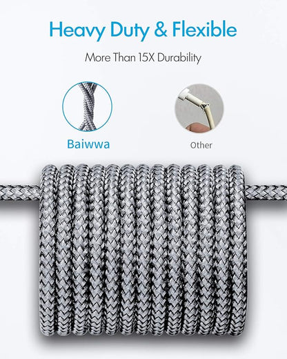 Baiwwa Long USB C Cable 15ft, USB A to Type C Cable Charger Cord Premium Nylon Braided for iPhone 16 15 Series Samsung Galaxy Note Tab, Moto, LG, Pixel and More USB C Smartphone & Tablet