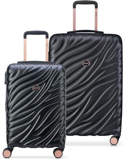 DELSEY PARIS Alexis Durable Luggage Set, Expandable & Lightweight 4-Wheel Spinners, Easy Grip handles for Smooth Journeys, TSA-Lock Incorporated, Men and Women, Black/Rose Gold, 2-Piece Set (21"/25")