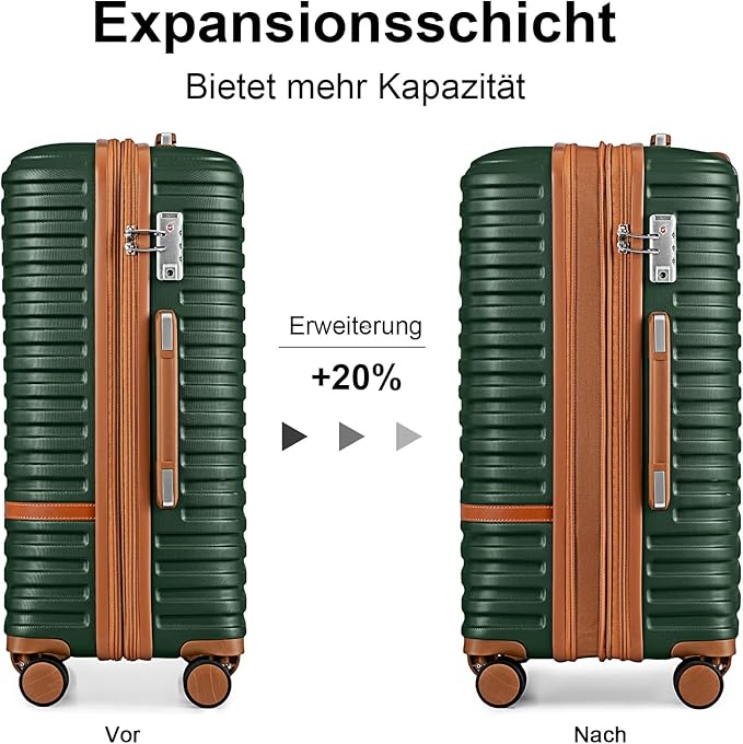 Joyway 24 Inch Checked Luggage, Expandable Suitcase with Spinner Wheel, 3 Piece Hard Shell Luggage Set with TSA Lock(Green)