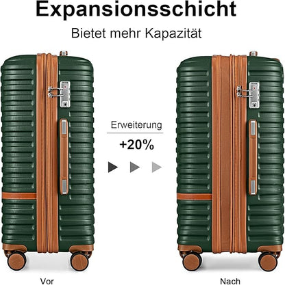 Joyway 24 Inch Checked Luggage, Expandable Suitcase with Spinner Wheel, 3 Piece Hard Shell Luggage Set with TSA Lock(Green)