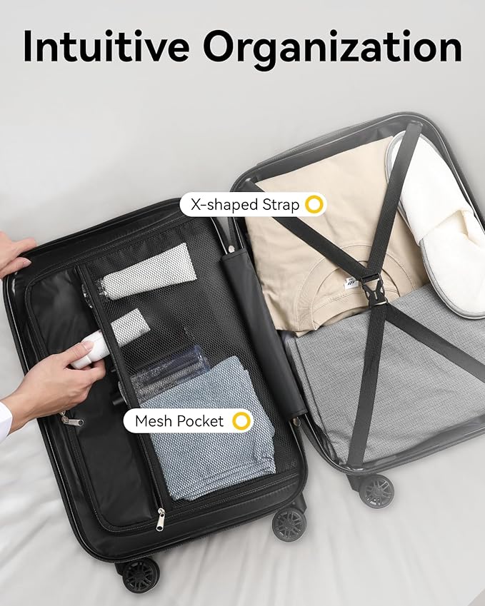 Carry On Luggage 22x14x9 Airline Approved, Hardside Suitcase with Wheels, TSA Approved, Rose Gold
