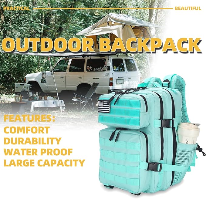 25L Tactical Backpack for Men and Women Military Backpack Small Assault Pack Molle Backpack Bug Out Bag Travel Rucksack Daypack (Mint Green)