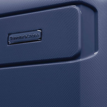 Traveler's Choice Pagosa Indestructible Hardshell Expandable Spinner Luggage, Navy, 26-Inch Medium