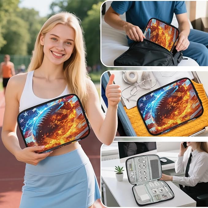 Cable Organizer Fire American Football Electronics Travel Organizer Case Tech Accessories Pouch Waterproof Cord Storage Bag for Power Bank Charger Phone Earphone