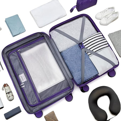 LARVENDER Luggage Sets, Suitcase Set 3 Piece Expandable Luggage PP Lightweight Large Suitcases with Wheels for Women (28/24/20inch,Grape Purple)