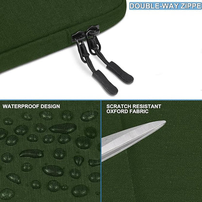 Laptop Sleeve Case, Shockproof Protective Computer Sleeve Cover with Accessories Pocket, Water Resistant Traveling Carrying 15.6 inch Laptop Bag Compatible for MacBook Dell HP Acer Lenovo, Army Green