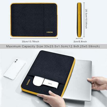 Slim Laptop Case 13.3 14 inch Sleeve, Rainproof & Shockproof Carrying Case for Notebooks Compatible with MacBook Pro 14" and All Models 13.3" MacBook Air/Pro, Most Popular 13"-14" PC,Black-Yellow