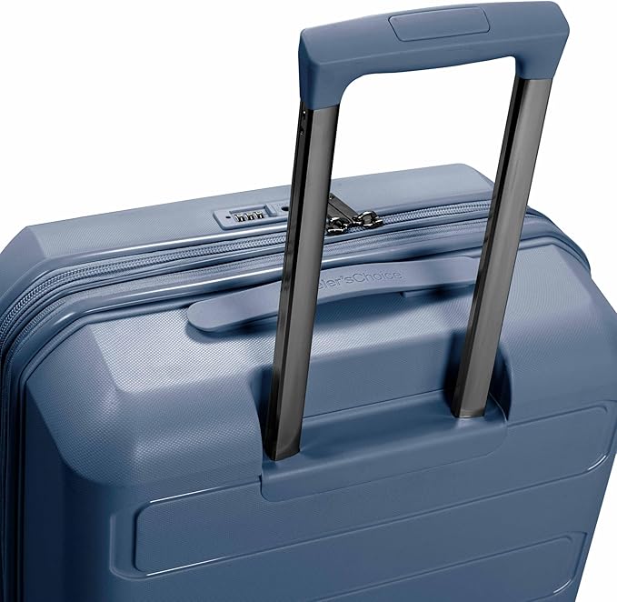 Traveler's Choice Pagosa Indestructible Hardshell Expandable Spinner Luggage, Slate Blue, 3-Piece Set (22/26/30)