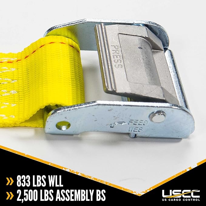 US Cargo Control E-Track Cam Buckle Straps (10-Pack), 2 Inch x 12 Foot E Track Straps with Cam Buckle and Spring E-Fittings, 2,500 LBS Break Strength, Easy-to-Use Tiedowns in Vans and Trailers