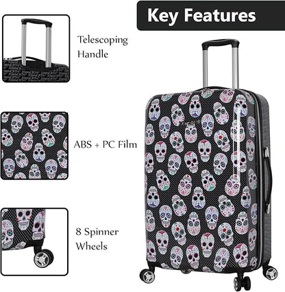 Betsey Johnson 30 Inch Checked Luggage Collection - Expandable Scratch Resistant (ABS + PC) Hardside Suitcase - Designer Lightweight Bag with 8-Rolling Spinner Wheels