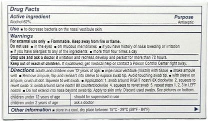 Nozin® Nasal Sanitizer® Antiseptic Popswab® Ampules 10ct Pack | Kills 99.99% of Germs | Alcohol Based 62%