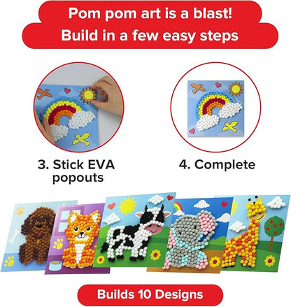 Little Jupiter DIY Pom Pom Art - Makes 10 Art Pieces -Boy & Girl for Age 3-5 - Toddler Kids Crafts 3-5 Activities - Arts and Crafts (Set4)