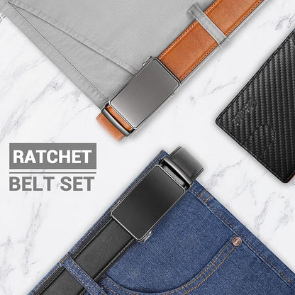 Zitahli Mens belt 2 Pack - Men Leather Belt Design for Work Business and Casual Golf Jeans-Men's Accessories Gifts for Men