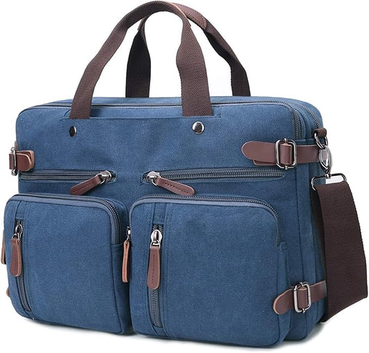 3 in 1 Convertible Laptop Backpack, 17.3 inch Messenger Bag for Men, Multi-Functional Travel Laptop Bag for College Men Women (17.3 Inch, Blue)