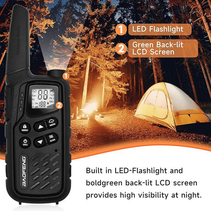 BAOFENG MP25 Walkie Talkies,Family Walkie Talkie Camping Essentials NOAA Weather Scan 155 Privacy Codes 22 FRS Channels 2PC (Black)