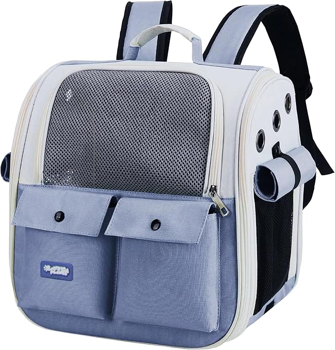 Durable Blue Cat Carrier Backpack – Ventilated & Soft Pet Travel Bag – Ideal for Medium Small Dog Puppy Kitten up to 22 LBS – Airline & TSA Approved