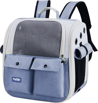 Durable Blue Cat Carrier Backpack – Ventilated & Soft Pet Travel Bag – Ideal for Medium Small Dog Puppy Kitten up to 22 LBS – Airline & TSA Approved