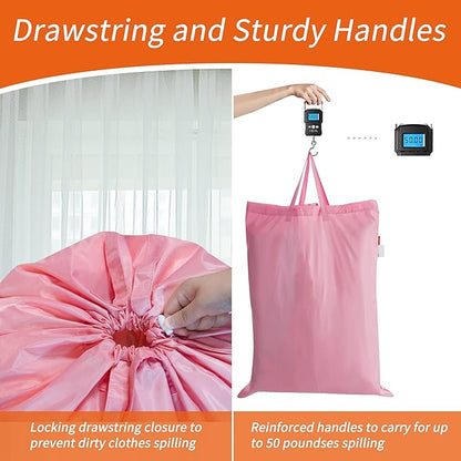 Polecasa Extra Heavy Duty Large Laundry Bag with Sturdy Handles and Drawstring Closure, 28 x 36 inches Durable Storage Bags for Basket, Hamper, College, Dorm, Travel, Pink