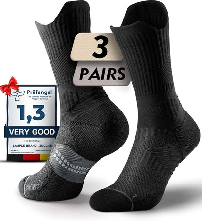 Womens Coolmax Bamboo Viscose Compression Running Crew Socks, Moisture-Wicking Anti-Blister Hiking&Gym Athletic