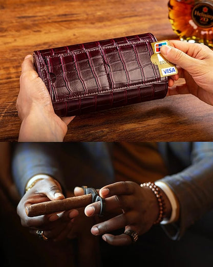 MR.OKAY 2 Watch Travel Case- Classic Leather Watch Case With Superb Texture.(Portable Watch Roll Or Organizer For Storage And Display).Festival Gift For Men, All Handcrafted By Artisans.