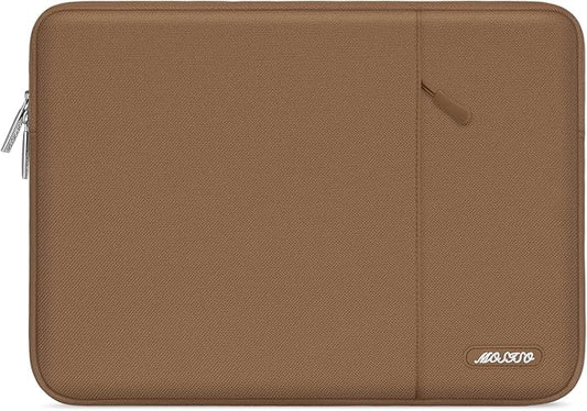 MOSISO Laptop Case 16 inch, 15-15.6 inch Laptop Sleeve Compatible with MacBook Pro 16 M4 M3 M2 M1, HP Acer Dell Lenovo ASUS Notebook, Polyester Vertical Computer Sleeve Bag with Pocket, Mocha