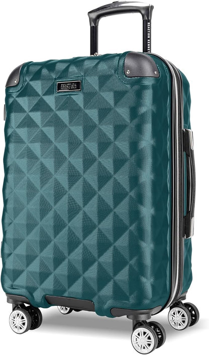 Kenneth Cole REACTION Diamond Tower Collection Lightweight Hardside Expandable 8-Wheel Spinner Travel Luggage, Deep Teal, 20-Inch Checked