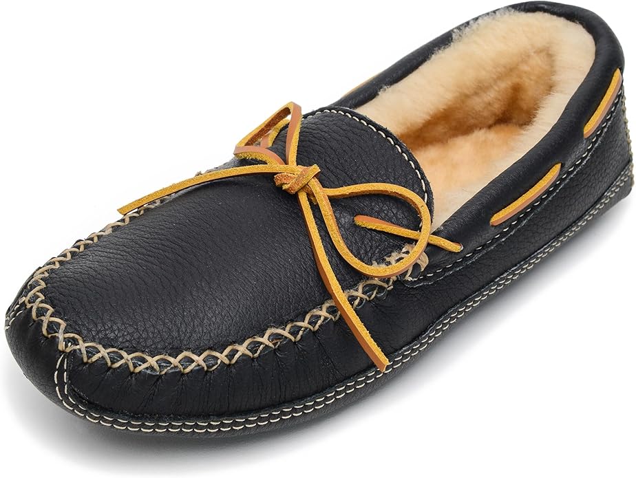 Minnetonka Men's Sheepskin-Lined Moose Slippers