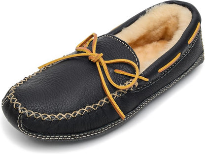 Minnetonka Men's Sheepskin-Lined Moose Slippers