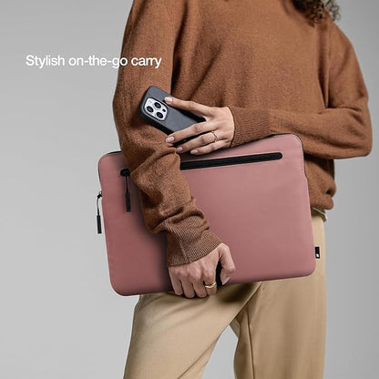Incase Compact Laptop Sleeve with Flight Nylon - 14-inch MacBook/Laptop & iPad/Tablet Sleeve - Faux Fur Lining, Lightweight, Durable, Weather Resistant, Slip Pocket for Accessories - Aged Pink