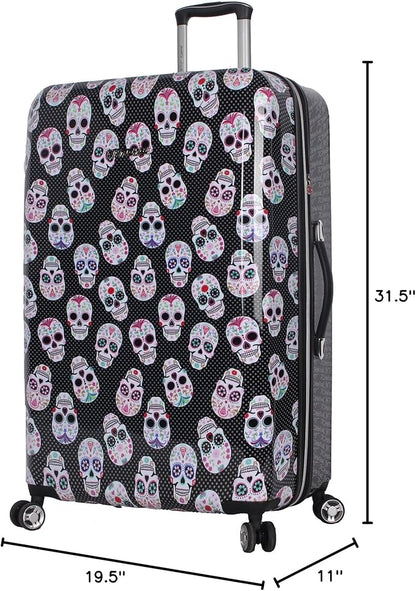 Betsey Johnson 30 Inch Checked Luggage Collection - Expandable Scratch Resistant (ABS + PC) Hardside Suitcase - Designer Lightweight Bag with 8-Rolling Spinner Wheels