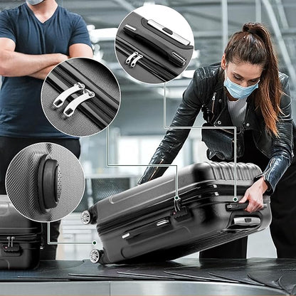 3 Piece Luggage Sets, Lightweight ABS Suitcase with 4 Spinner Wheels ＆ TSA Locks, Hardside Carry On Luggage Durable Suitcase Set for Family Travel Business - Dark Grey, 20/24/28