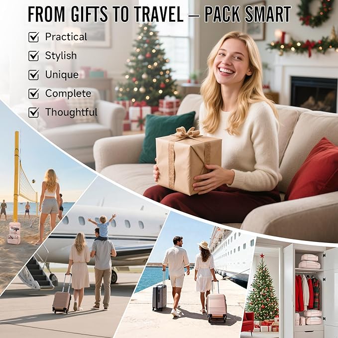 Veken 8 Set Packing Cubes, Gifts for Women Mom Her, Christmas Personalized Cruise Ship Travel Essentials Accessories for Beach Vacation, Suitcase Organizer Bags for Luggage with Hanging Toiletry Bag