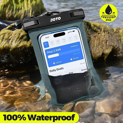 JOTO Up to 7" Universal Waterproof Phone Case for iPhone 17 Air 16 15 14 13 12 11 Plus Pro Max, IPX8 Cellphone Dry Bag XR X SE, Galaxy S23 S22 S21 S20+ S20 S10 Plus Note, Pixel -Grey
