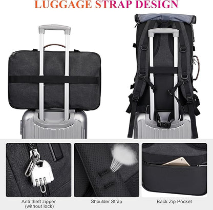 WITZMAN Travel Backpack for Men 40L Large Carry-on Airline Approved Convertible 3 in 1 laptop Bags Fit 17 inch(A8013 Black)