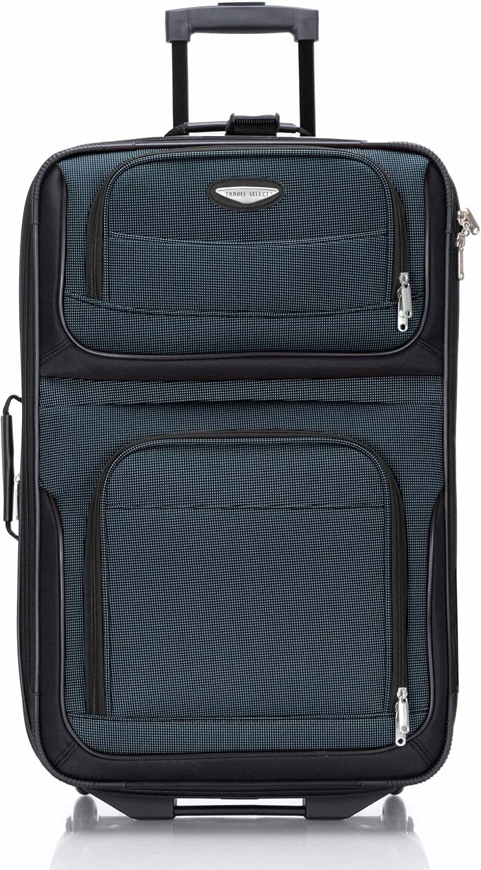 Travel Select Amsterdam Softside Expandable Luggage with Rolling Wheels, Navy, 25-Inch Medium