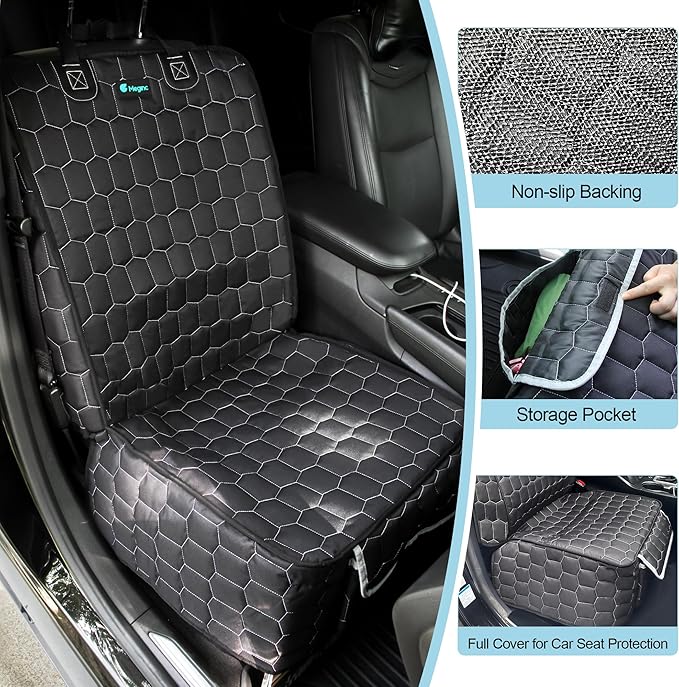 Front Seat Covers for Cars,Waterproof Car Seat Protector with Side Flaps 600D Fabric Front Seat Dog Cover for Trucks Vans SUVs Sedans, Non Slip Scratch Proof Seat Covers for Dogs in Car