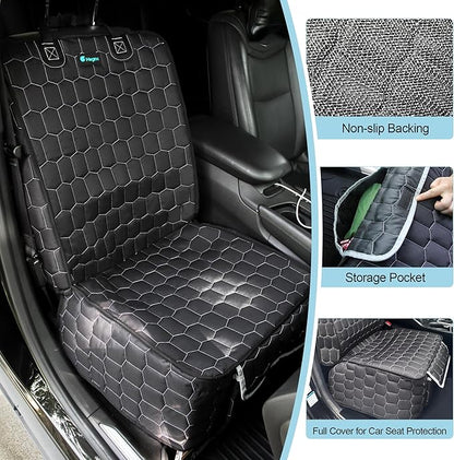 Front Seat Covers for Cars,Waterproof Car Seat Protector with Side Flaps 600D Fabric Front Seat Dog Cover for Trucks Vans SUVs Sedans, Non Slip Scratch Proof Seat Covers for Dogs in Car